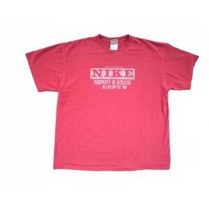VTG Nike Red 'Property of Athletic Dept' Y2K Silver Tag T-Shirt XL